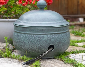 Key West Hose Pot with Lid - Blue Verde Finish