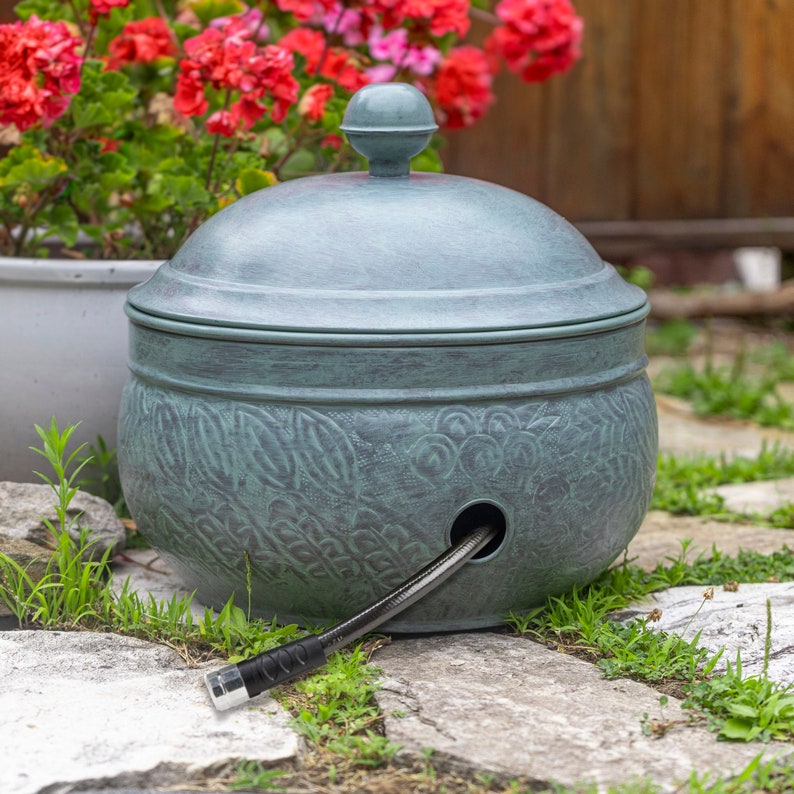 Key West Hose Pot with Lid Blue Verde Finish image 1