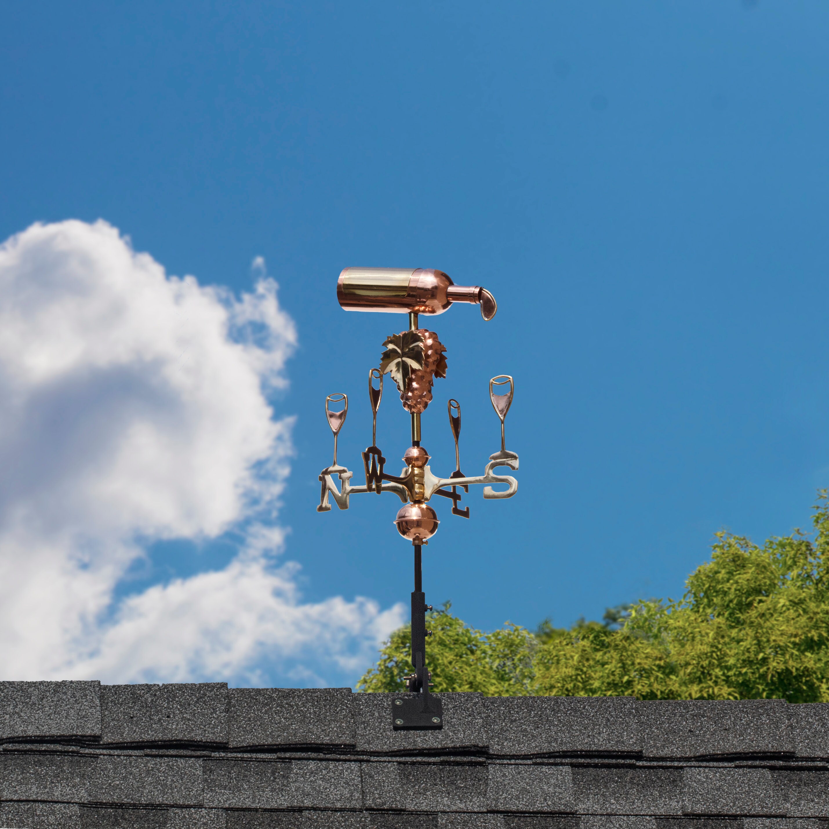 Wine Bottle Weathervane Pure Copper With a Roof Mount or Etsy
