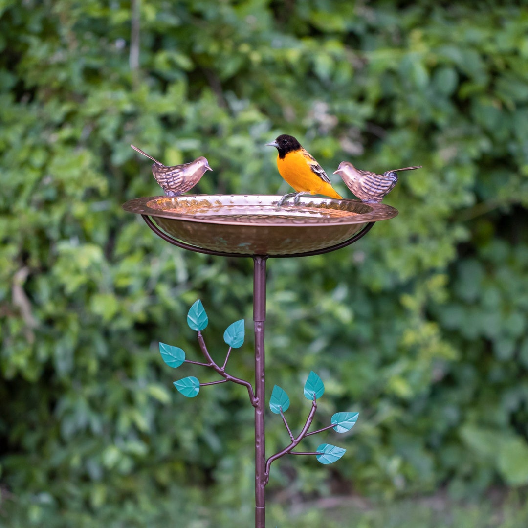 Pure Copper Bird Bath, Featuring Two Copper Birds, and a Tree Themed ...