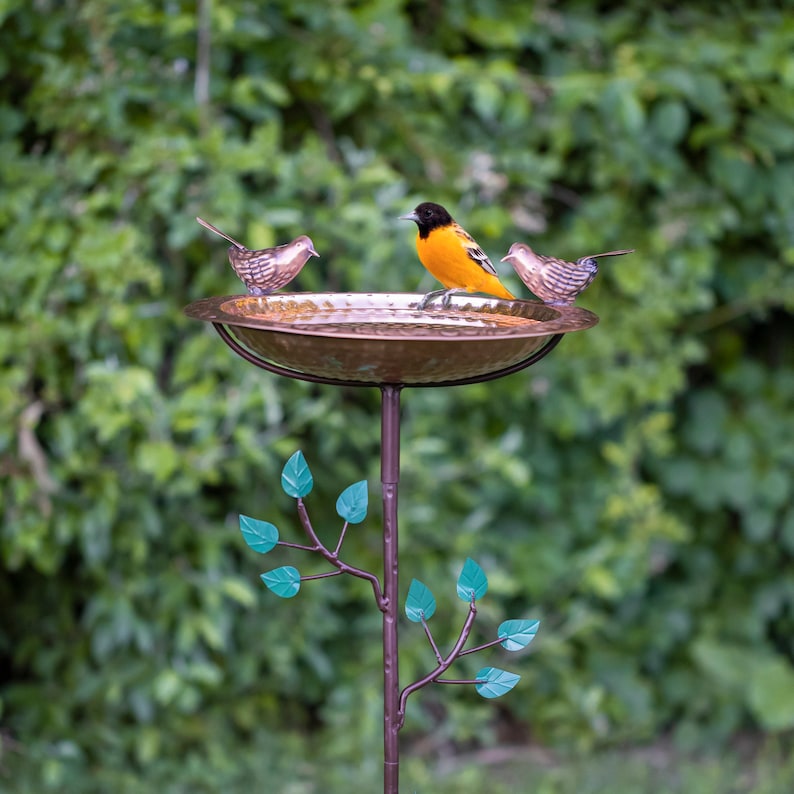 Pure Copper Bird Bath Featuring Two Copper Birds and a Tree Etsy
