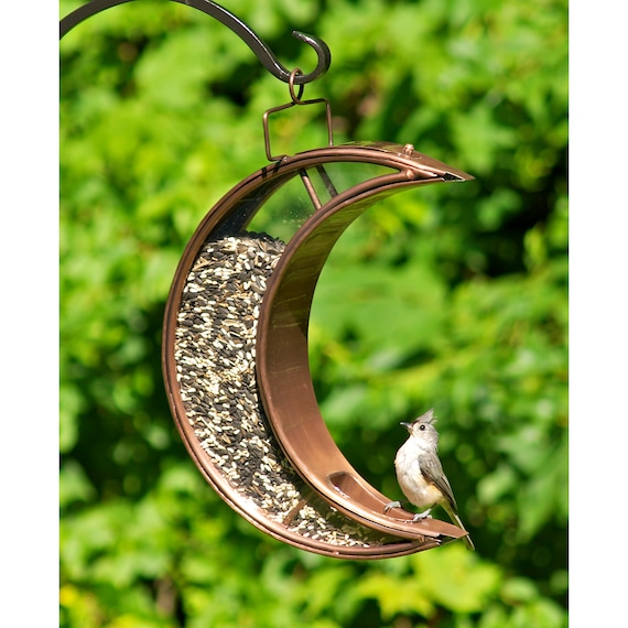 Crescent Moon Bird Feeder Copper Finish Etsy