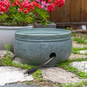 457 Key West Pot with Blue Verde Finish, Garden Hose Holder, Large Capacity, Drainage Holes