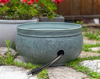 457 Key West Pot with Blue Verde Finish, Garden Hose Holder, Large Capacity, Drainage Holes