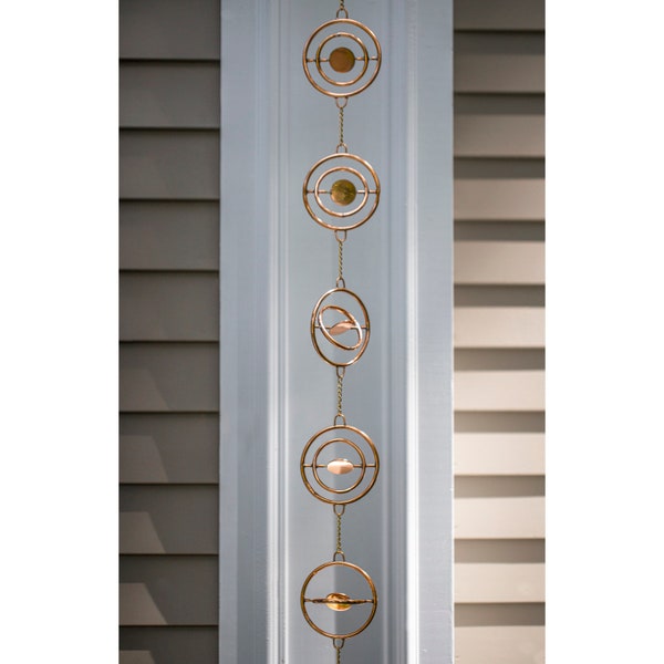 Good Directions 100% Pure Copper Stellar Rain Chain, 8-1/2 Feet Long, 13 Large Figures, Replaces Gutter Downspout