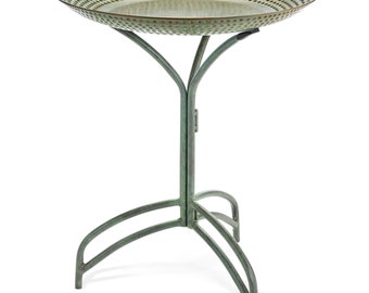 20" Blue Verde Copper Bird Bath with Stand