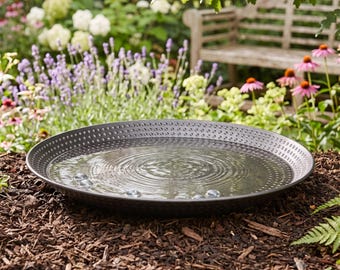 20" Copper Bird Bath Basin - Dark Pewter Finish