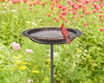 Good Directions 13.5” Copper Bird Bath with Garden Pole - Bronze Finish