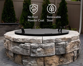 Fire Pit Lid / Cover - Powder-Coated Steel Different Sizes Available - by Good Directions