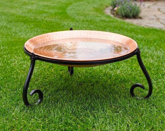 13" Freestanding Copper Birdbath / Bird Feeder with Stand