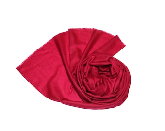 100% handwoven Cashmere Pashmina bordeaux from the Himalayas, stole, wool scarf for women & men