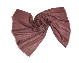 100% handwoven Cashmere Pashmina taupe brown from the Himalayas, stole, wool scarf for women & men