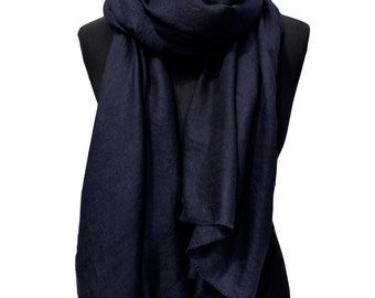 100% Cashmere Pashmina, XXL Stola dark blue, from the Himalayas, stole, wool scarf for women & men