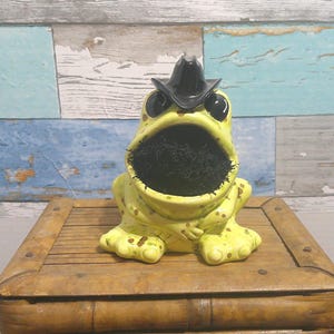 Ceramic Cowboy Frog Brillo Scrubby Holder