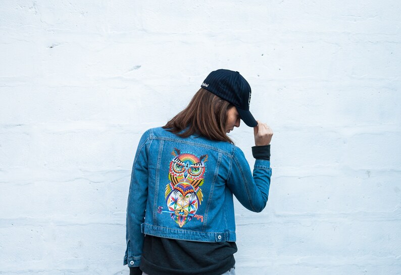 WISE OWL hand painted jeans jacket