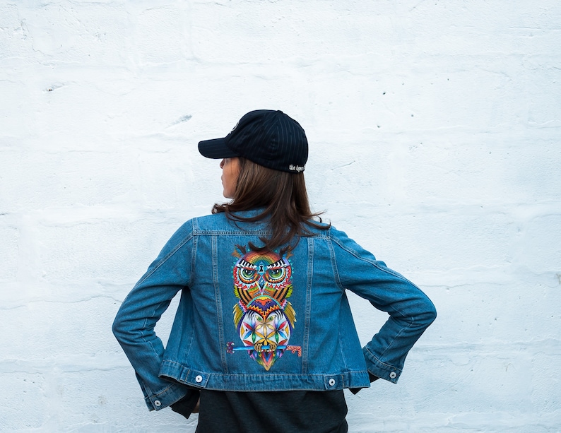 WISE OWL hand painted jeans jacket