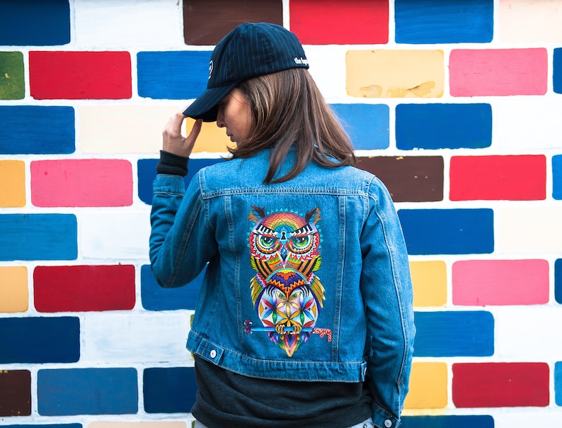 WISE OWL hand painted jeans jacket