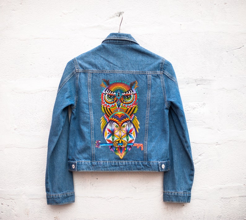 WISE OWL hand painted jeans jacket