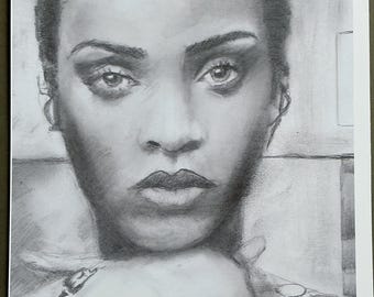Rihanna - fotografía de mi dibujo original