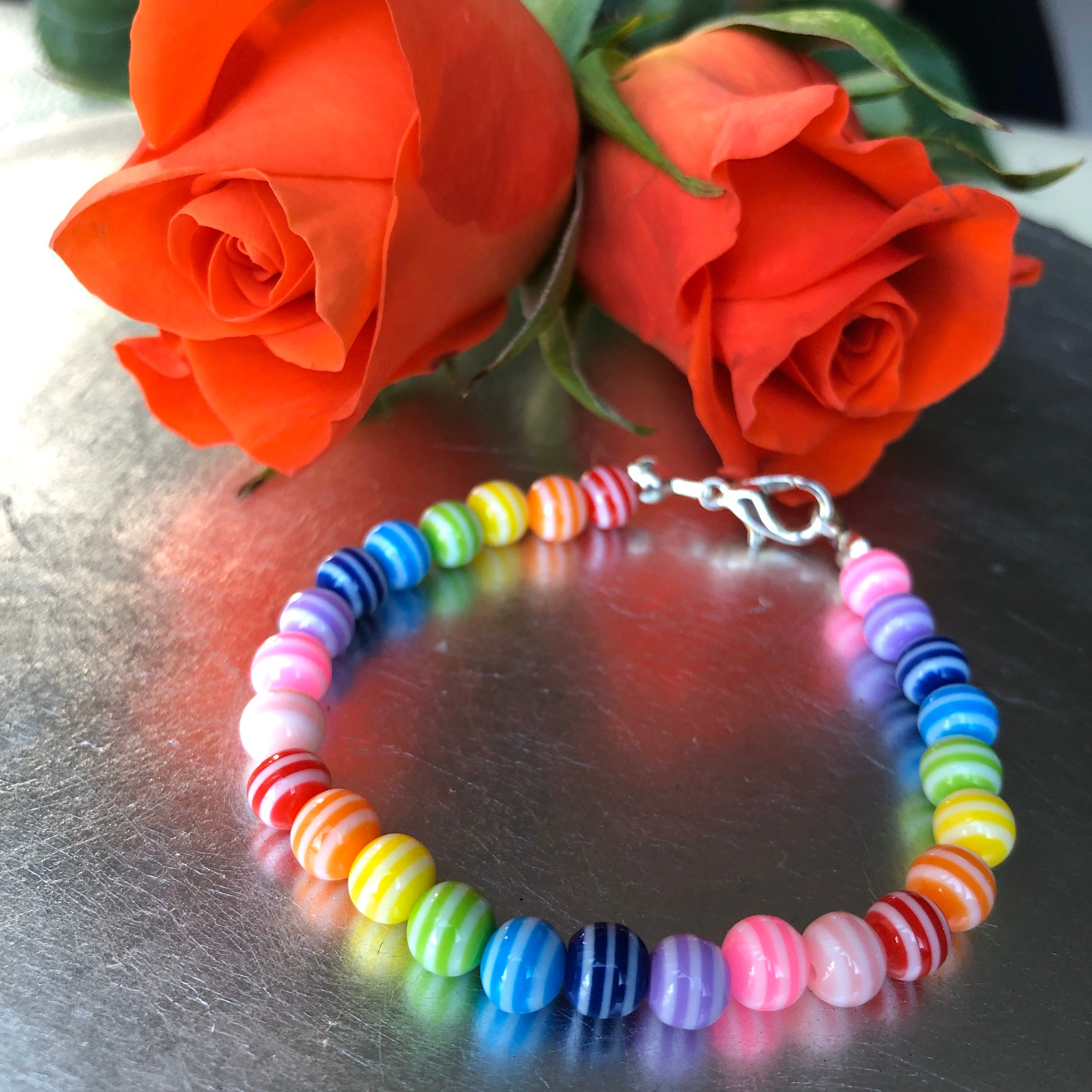Rainbow Candy Stripe Bracelet Etsy