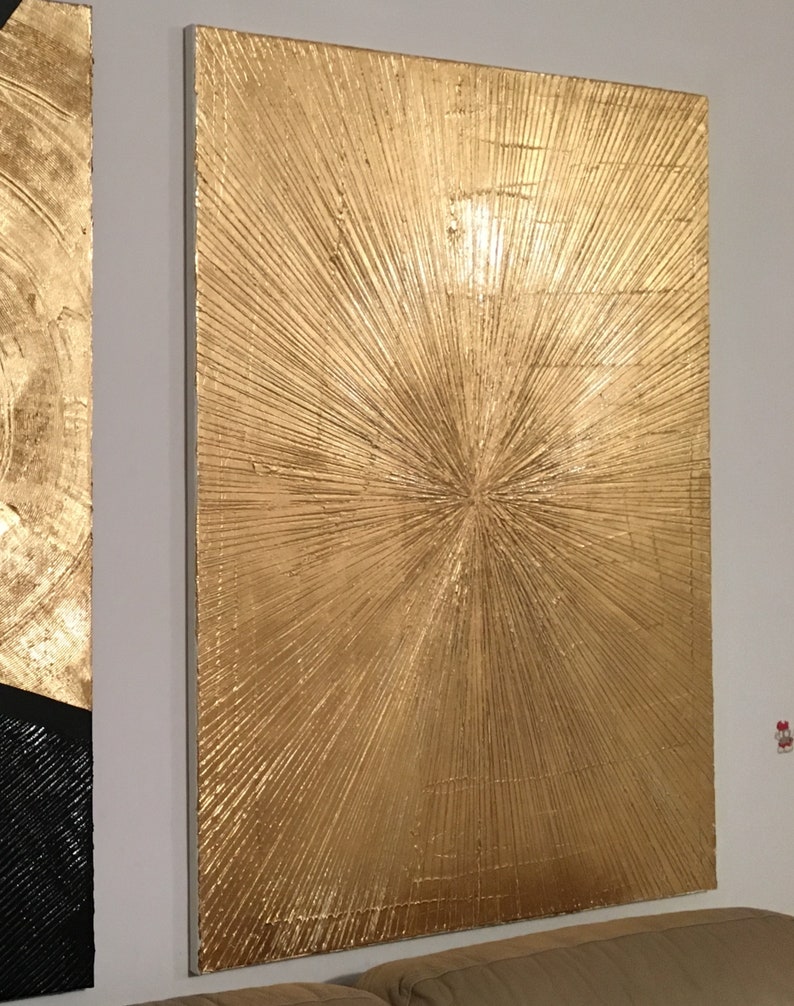 Gold Leaf Painting Acrylic Medium on Canvas. Large Painting Etsy