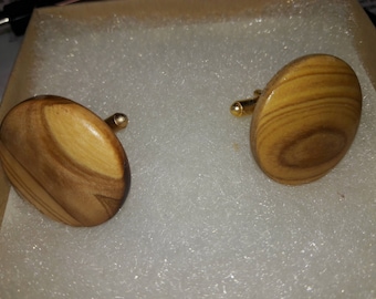 Handmade Olive Wood Cuff Links, Unique Wedding Accessory, Groomsmen Gift