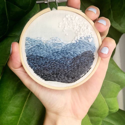 Ocean Wave Hand Embroidery Wall Art Wall Hanging Etsy