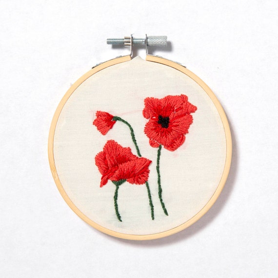 Download Poppy Flower Embroidery Hoop Art Handmade Artwork Etsy