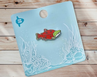Sockeye salmon enamel pin
