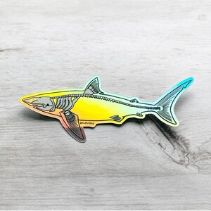 Skeleton shark holographic sticker