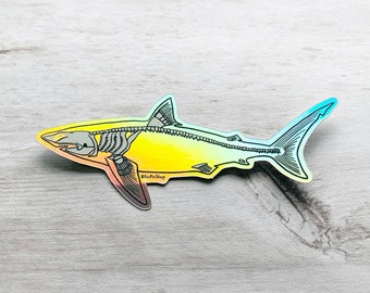 Skeleton shark holographic sticker