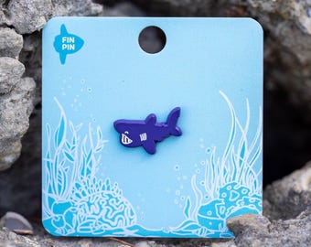 Mini basking shark enamel pin