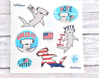 Vote shark sticker sheet