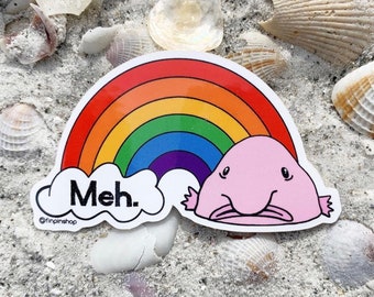 Blobfish Rainbow Meh Vinyl Sticker