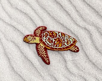 Hawksbill sea turtle enamel pin • donation item