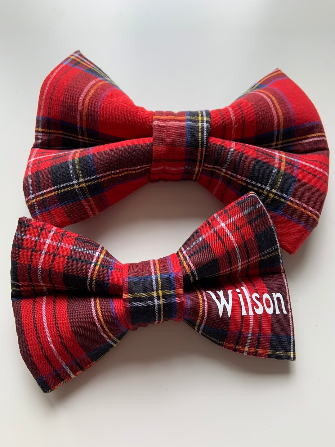 Red Tartan Personalised Dog Bow Tie, Tartan Bow Tie, Dog Bow Tie Etsy