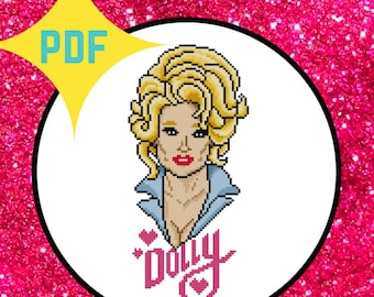 Dolly Parton Cross Stitch TÉLÉCHARGEMENT DE MODÈLE UNIQUEMENT