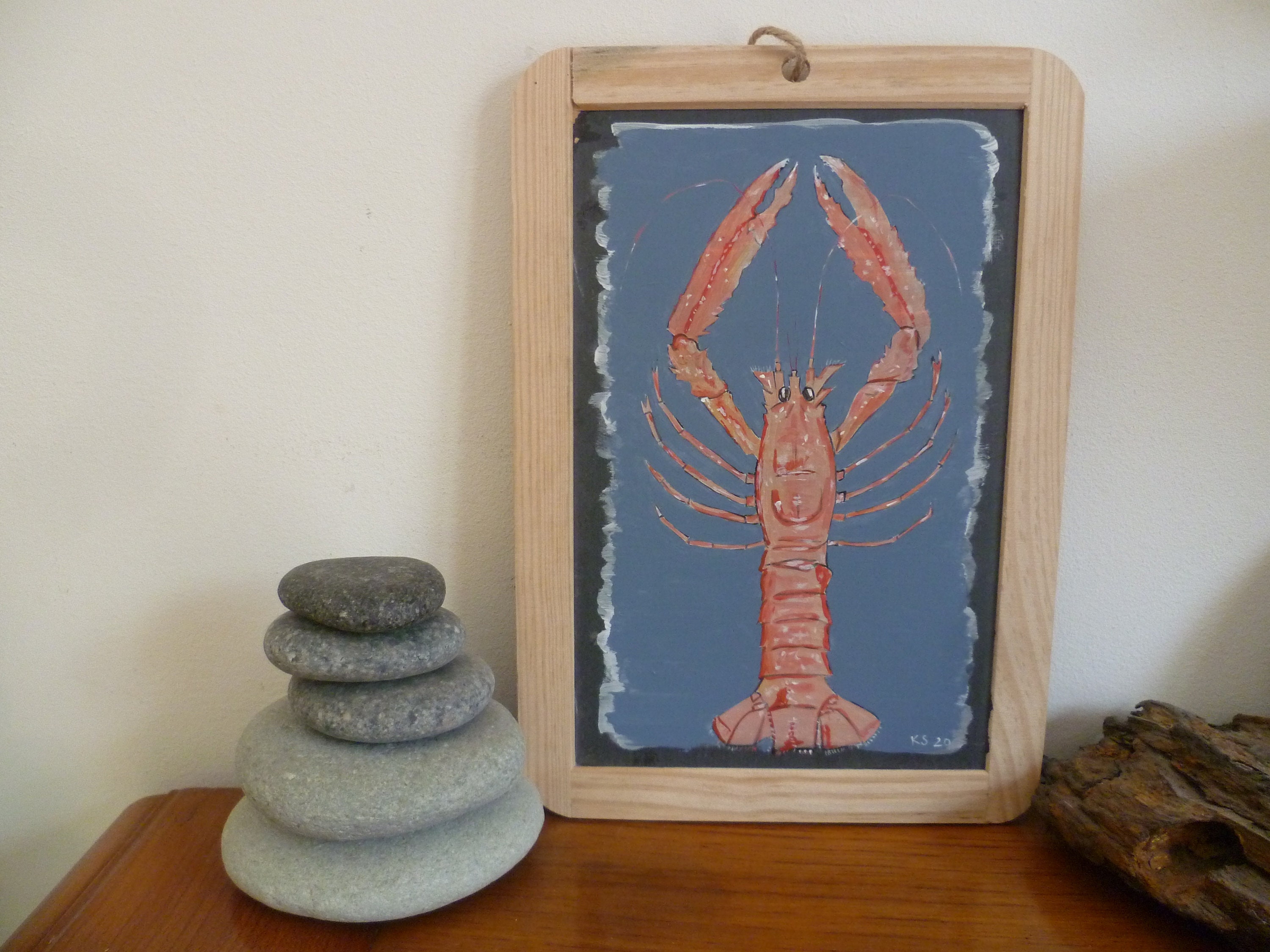 Peinture de Langoustine sur Ardoise