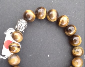 Brown bracelet with round beads "tiger's eye"