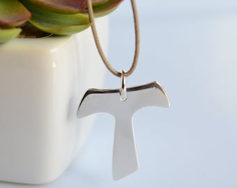 Tau pendant, 925 silver pendant, Franciscan cross, tau in silver, tau san francesco, tau cross, tau cross necklace, handmade, made in Italy