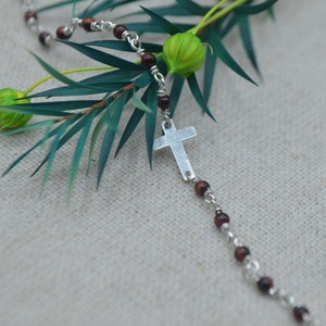 Catholic cross bracelet, 925 silver bracelet, prayer bracelet, Christian cross bracelet, natural stone bracelet, made in Italy
