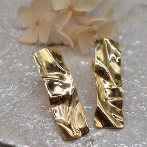 Orecchini argento 925, orecchino rettangolare, orecchino geometrico, argento placcato oro giallo 18 kt, orecchino moderno, handmade Italy