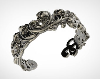 Baroque Skull Men's Cuff Bangle