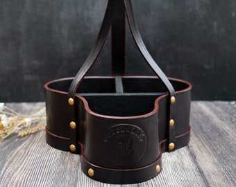 Leather basket-style Mate Set Bag