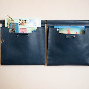 Large Leather Wall Pockets Organizer, Hanging Leather Organizer, Hanging Storage, Personalized Gift