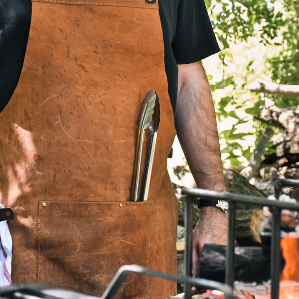 Leather Cross Back Bbq Apron - Etsy