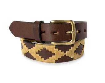 "Argentina" Polo Belt 100% Argentine Embroidered Rawhide Leather "Argentina" Polo Belt 100% Argentine Embroidered Rawhide Leather