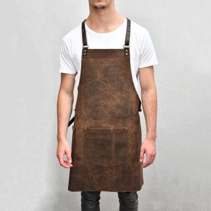 Leather Crossback Apron Handmade Adjustable Vegetable-Tanned Leather Cross Back Apron