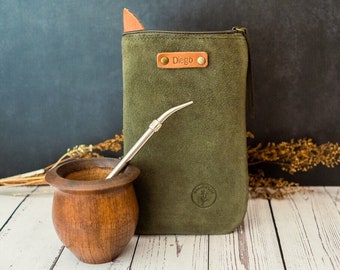 Wooden Mate Cup + Yerba Mate Container, Yerba mate gourd, Mate, Bombilla , Yerba mate cup, Mate gourd leather accessory