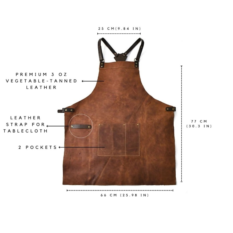 Leather Crossback Apron Handmade Adjustable Vegetable-Tanned Leather Cross Back Apron image 10